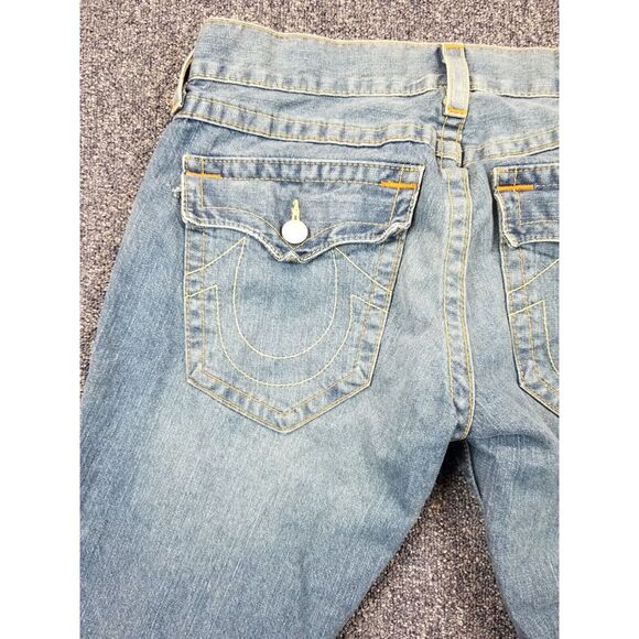 VTG True Religion Jeans Men 31x29 Blue Y2k Joey Flared Bottoms Hipster Grunge - Picture 14 of 16